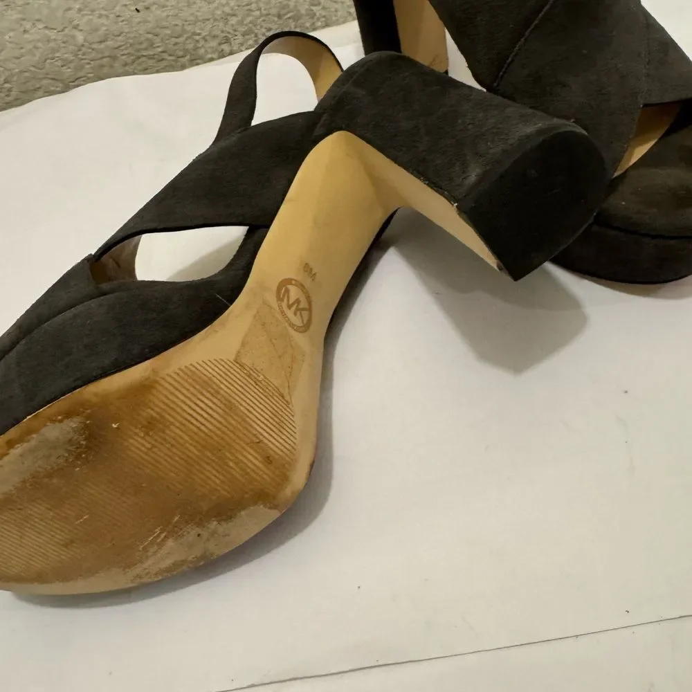 Michael Kors Dark Gray Suede Platform Heels